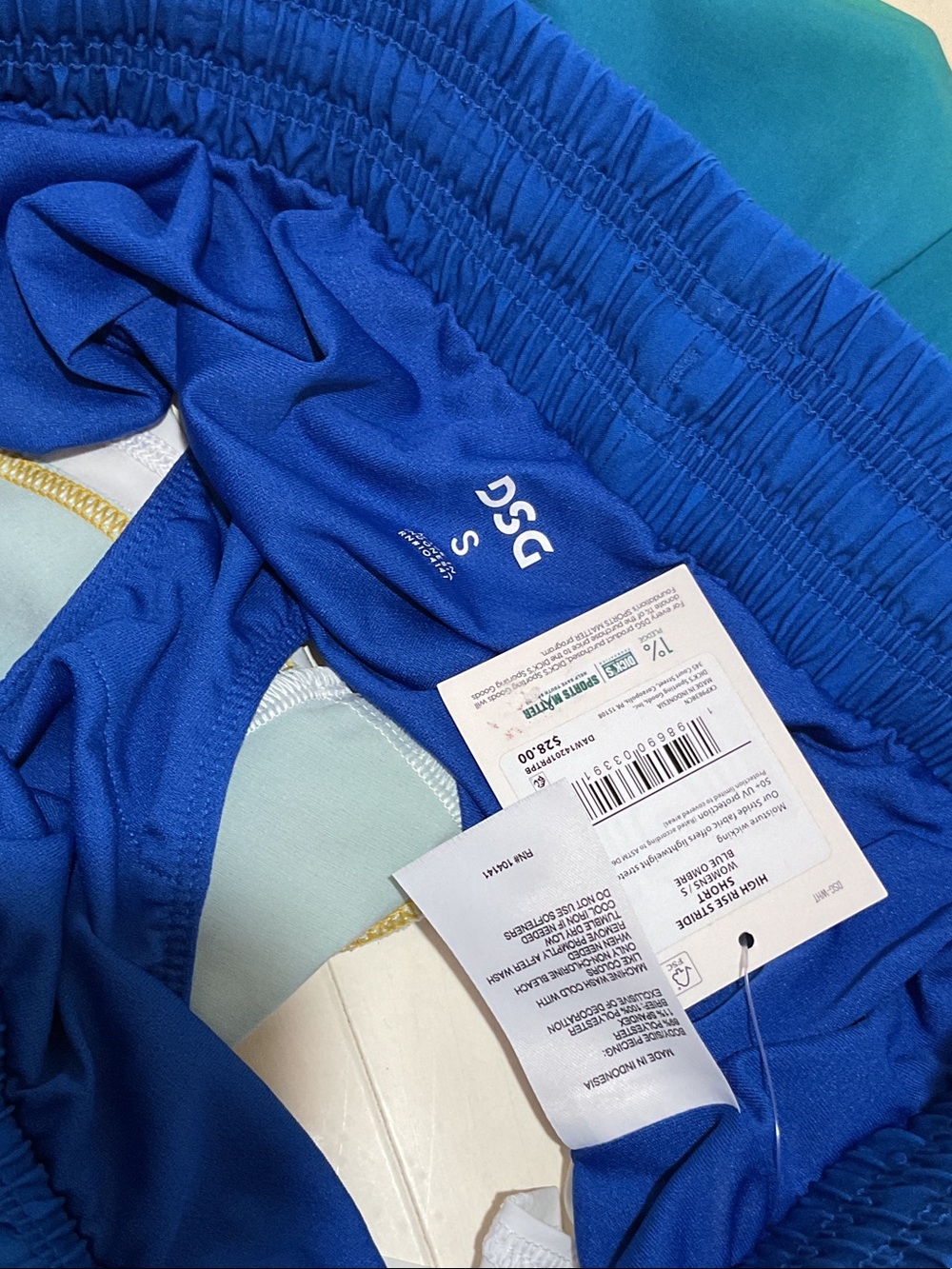 DSG Blue-to-Green Gradient Athletic Shorts with Yellow Trim - Picture 4 of 5